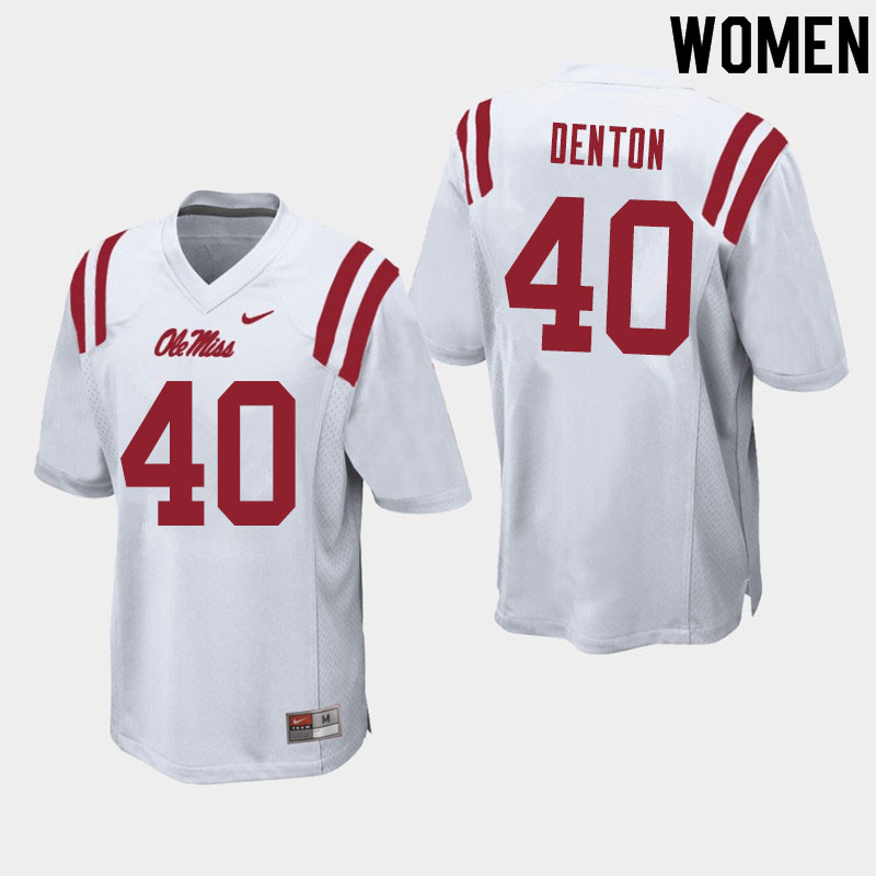 Jalen Denton Ole Miss Rebels NCAA Women's White #40 Stitched Limited College Football Jersey LVD2758HH